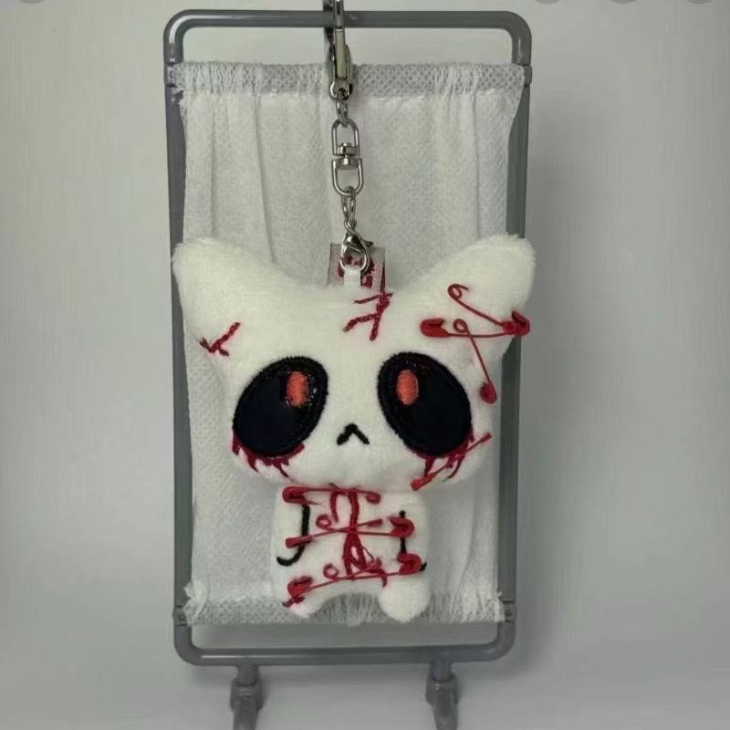 1/2Pcs Creative Halloween Horror Plush Keychain Creepy Bloody Monster Doll Pendant Gothic Scary Backpack Accessories Couple Gift