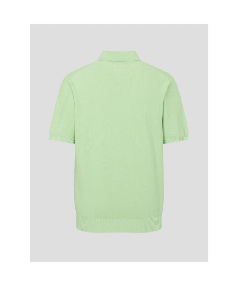 Binpolmen Cotton Silk Collared Neck Knit Apple Green