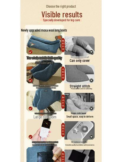 Electric Moxibustion Wool Foot and Leg Warmers - Heated Knee Pads and Hot Compress Therapy Boots