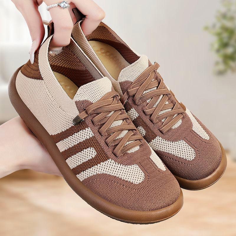 Shoes Women's Shoes Versatile Casual Shoes One Pedal Shallow Mouth Retro German Training Shoes Flying Weaving Breathable Mom Shoes Flat Single Shoes