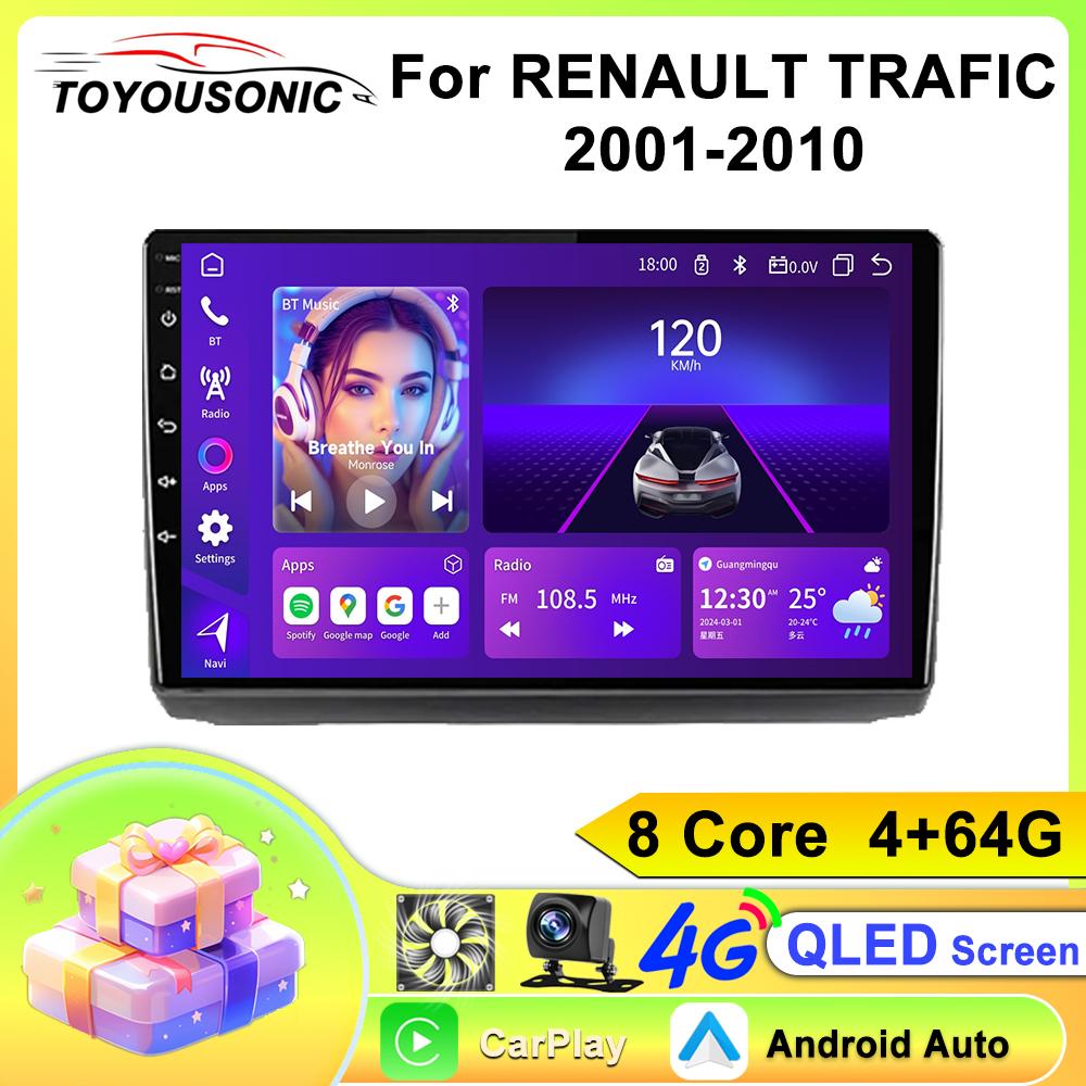 Toyousonic Car Video Player for RENAULT TRAFIC 2001-2010 GPS Navigation Built-in Dsp Carplay Autoradio Android Head Unit