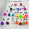 Stainless Steel Silicone Spiked Multi-Color Belly Button Ring Piercing Jewelry