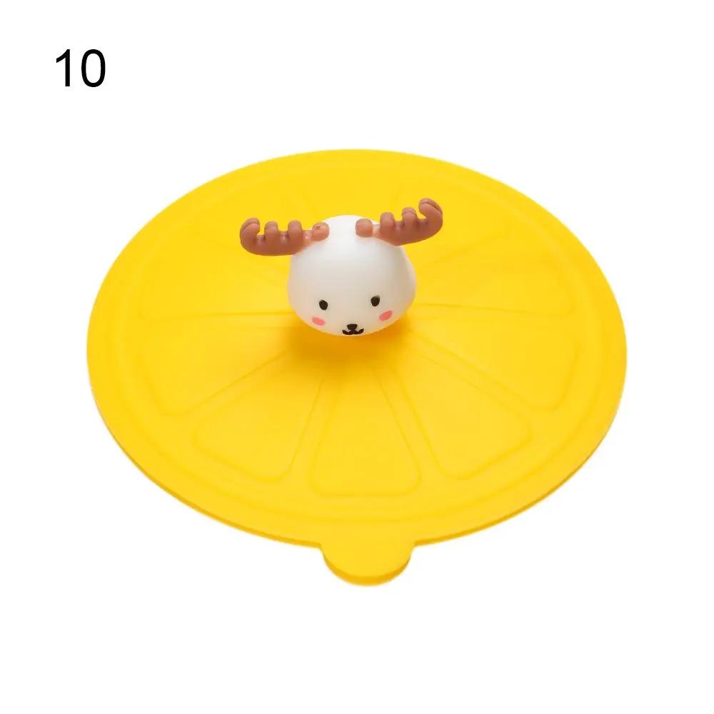 1Pcs Transparent Cartoon Cute Silicone Cup Cover Heat-resistant Leak Proof Sealed Lids Cap Dustproof Cup Cover Tea Coffee Lids