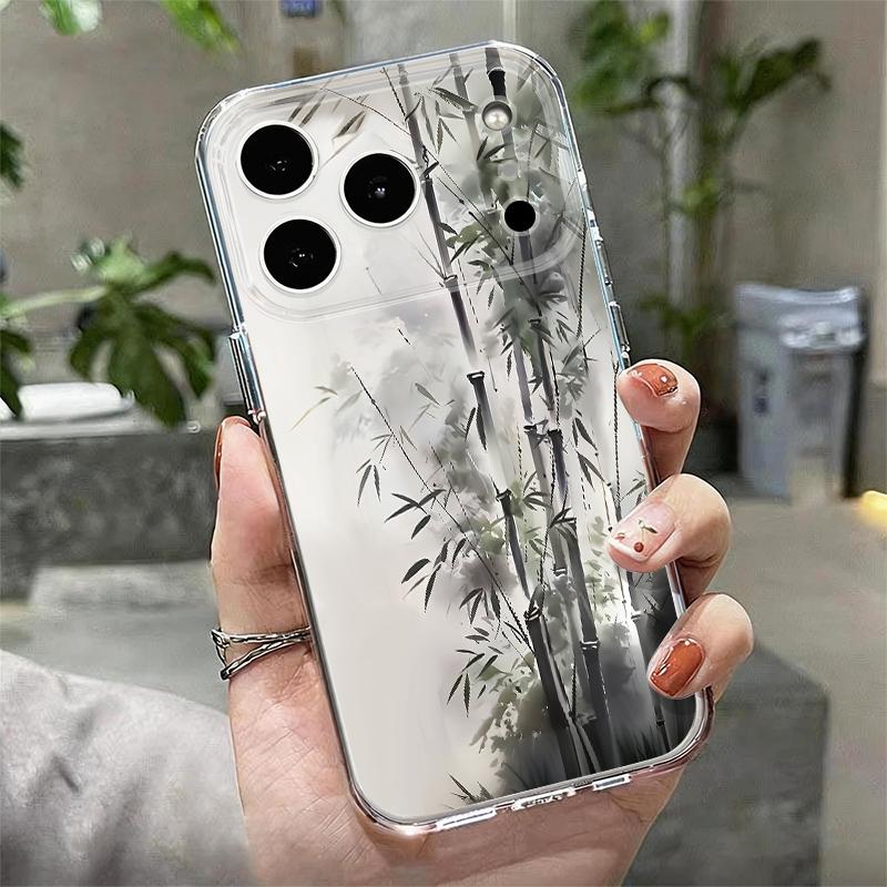 Transparent Flower Pattern Phone Case For iPhone 17e 17 16 15 14 13 Pro Max 17 16 Pro 16e 12 11 Clear Shockproof Soft Back Cover