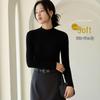Women's Korean Style Wool Tencel Lyocell Base Layer Top with Semi-High Neck and Long Sleeves - Mia Biya Warm Underwear