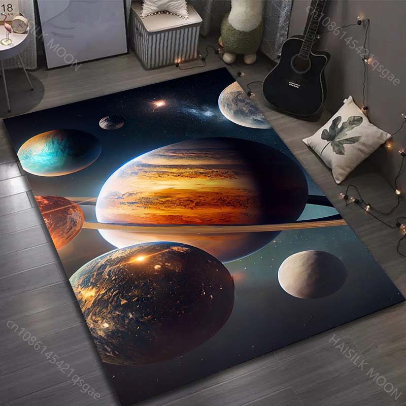 1PC Universe Planet Solar System Print Carpet for Living Room Bedroom Sofa Doormat Decor Area Rug Non-slip Floor Mat for Gifts