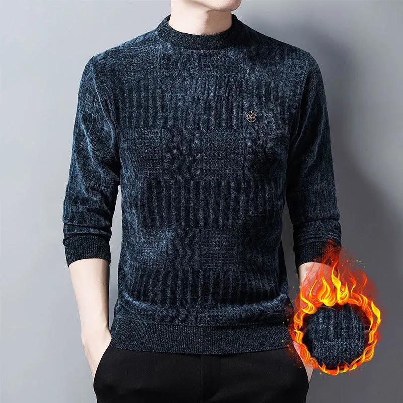 Autumn and Winter Round Neck Sweater Plus Velvet Padded Bottoming Shirt T-shirt Knitwear Thermal Underwear Pullover