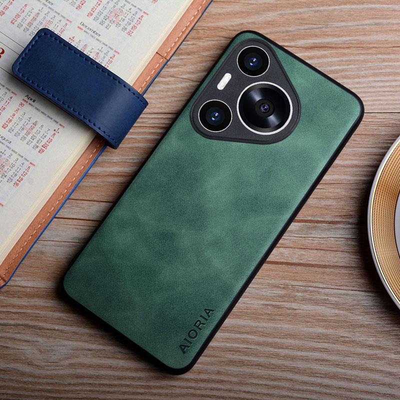 

Чехол для Huawei P70 P60 P50 P30 Pro Lite, шелковистый прочный кожаный чехол с защитой от отпечатков пальцев, чехол Funda Capa P60 Pro зелёный