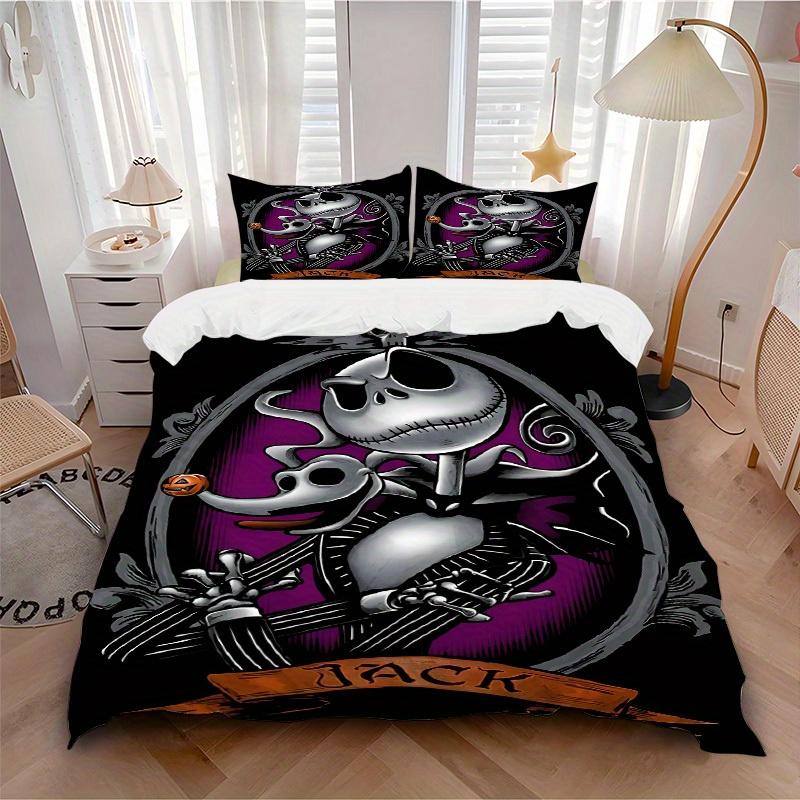 

3pcs set Jack Skellington, Nightmare Before Christmas1pc of quilt cover+2pcs of pillowcase, no core, print bedding, All Seasons Bedroom Setting012 135x200cm