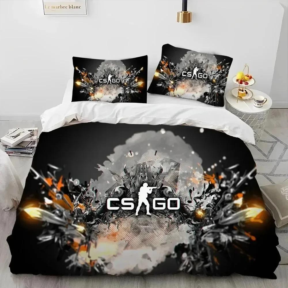 Luxury New 3D Print CS GO Game Gamer Counter Strike Bedding Set Duvet Cover Bed Set Quilt Cover Pillowcase Queen Size Boys Adult