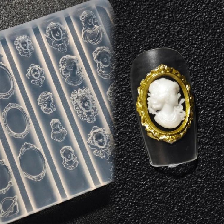 Flexible Silicone Medusa Carving Mold Reusable Nail Art Frame For Detailed Handmade Nail Decoration Creations