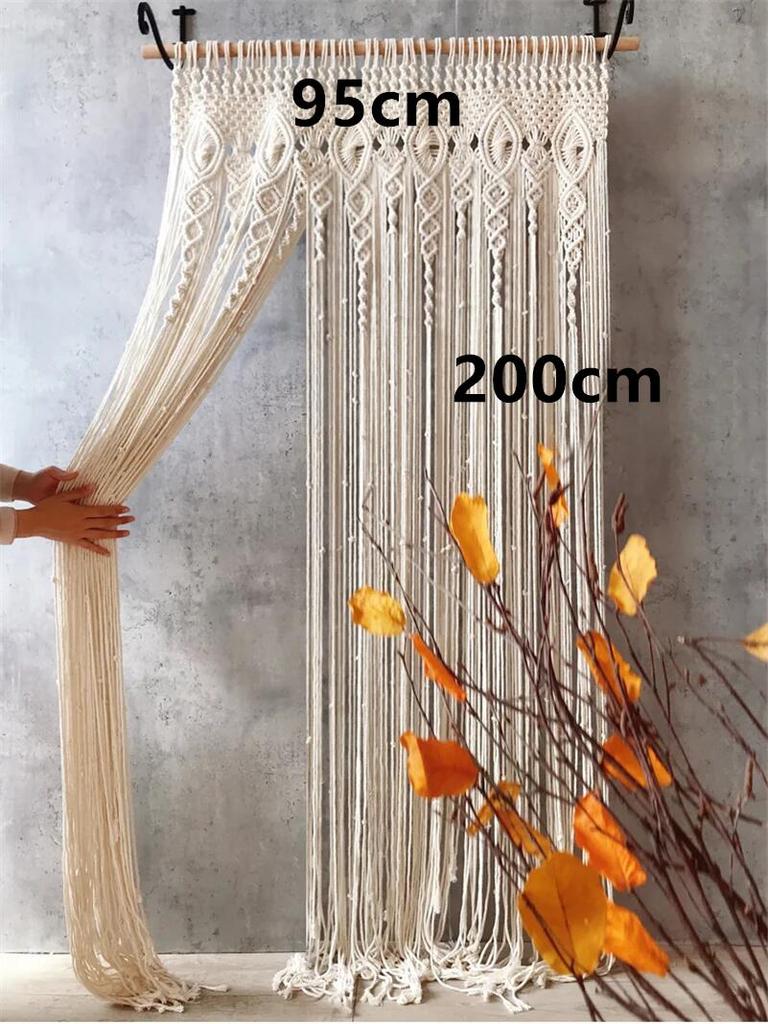 Hand-woven Bohemia Macrame Cotton Door Window Curtain Tapestry Wall Hanging Art Tapestry Wedding Backdrop Tapestry Decoration