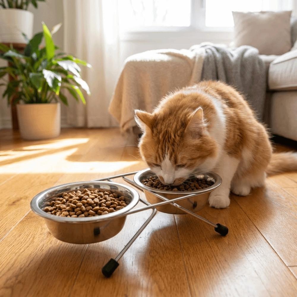Iron Frame Stainless Steel Pet Bowl Anti-leak Pet Drinking Bowl Cat Double Bowl  Pet Feeding