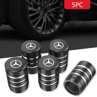BENZ 5pcs Car Tire Valve Caps Alloy Protection Covers For Mercedes Benz A B C E S Class GLC GLE GLS W212 W213 W205 W206 C180L Sticker