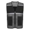 Gilet di Sicurezza ad Alta Visibilità da Uomo, Abbigliamento da Lavoro Riflettente, Tessuto a Rete Traspirante con Zip e Tasche, per Cantiere, Lavoro Notturno