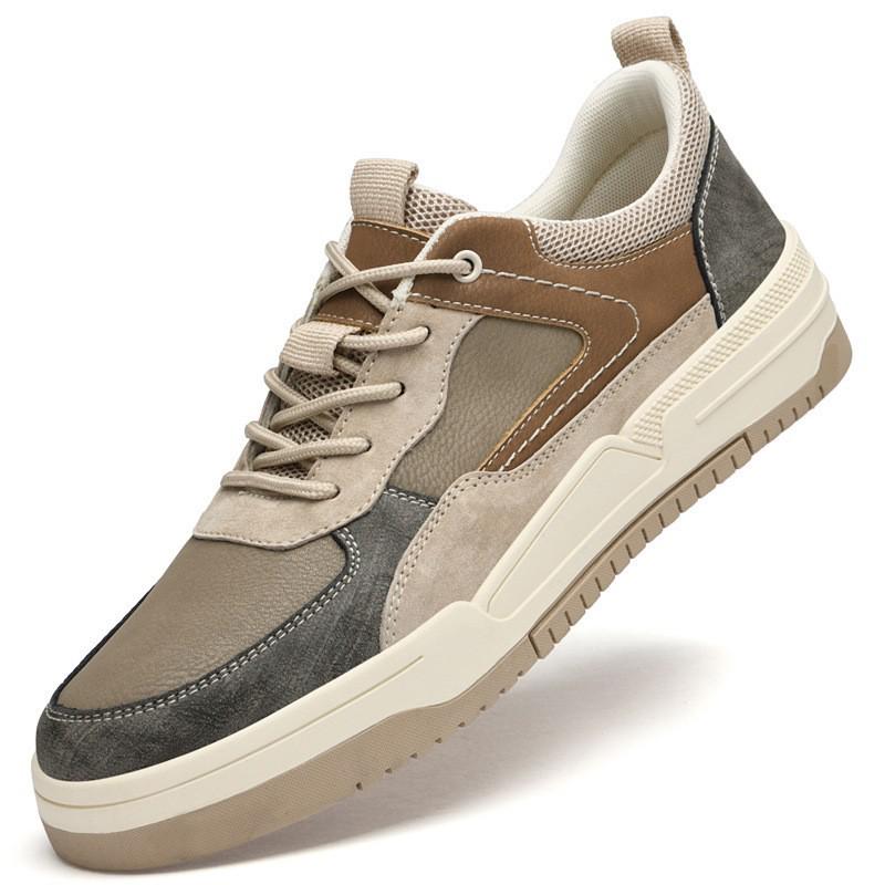 Spring/Autumn 2024 Men's Retro Business Casual Non-Slip Soft Sole Breathable Patchwork Board Shoes