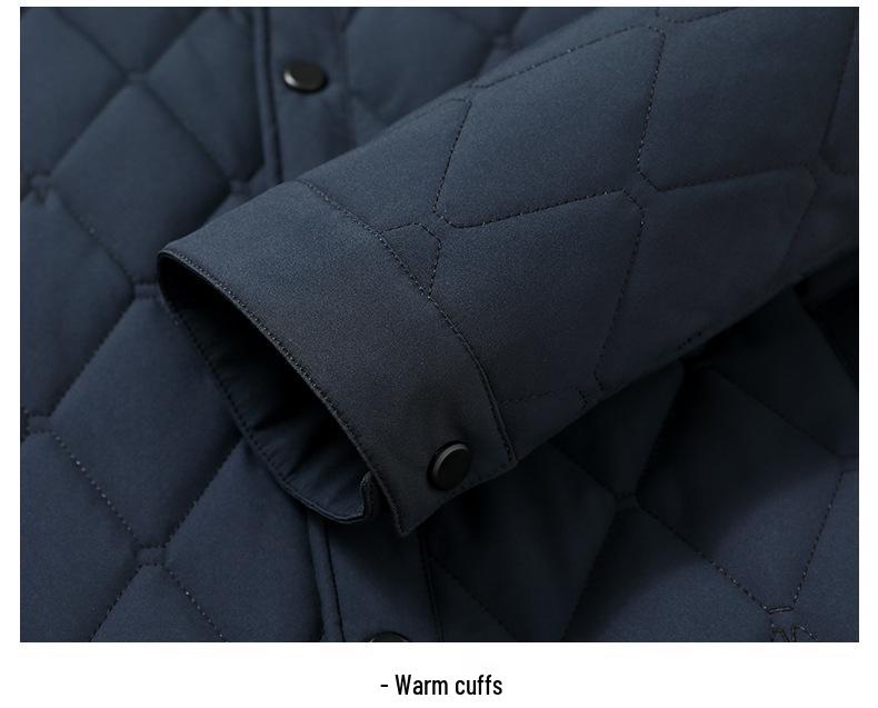 Men's 2023 Quilted Diamond Pattern Silk-Cotton Jacket - Lightweight Autumn Winter Shirt Style