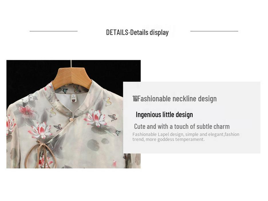 Damen Retro Chiffon Tang Anzug Zweiteiliges Set: Moderner Hanfu Cheongsam Stil