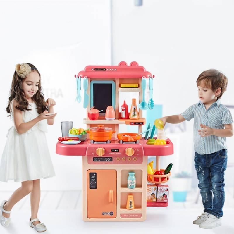 Large Educational Kids Kitchen Toy Set With Realistic Cooking Features And Spray Function