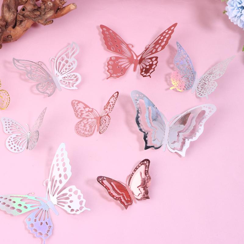 48Pcs/4Set 3D Butterfly Wall Decor 4 Styles 3 Sizes,Butterfly Decorations For Butterfly Birthday Party Cake Room Decorations
