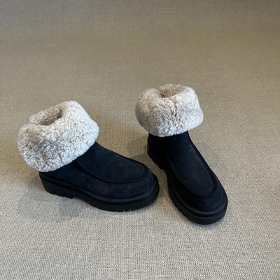 Nouveauté hiver daim mat fermeture éclair arrière bottines courtes thermiques polyvalentes bottes de neige