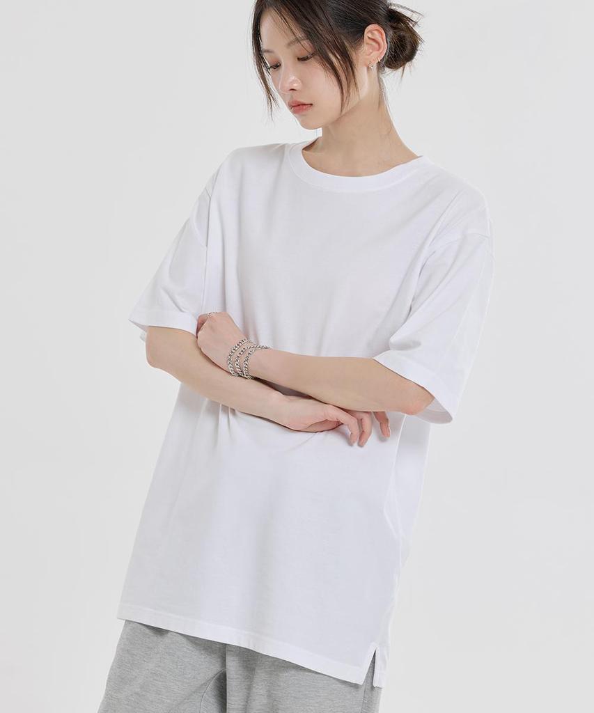 AGOD Basic Layered Crew Neck Short Sleeve Tee [White]