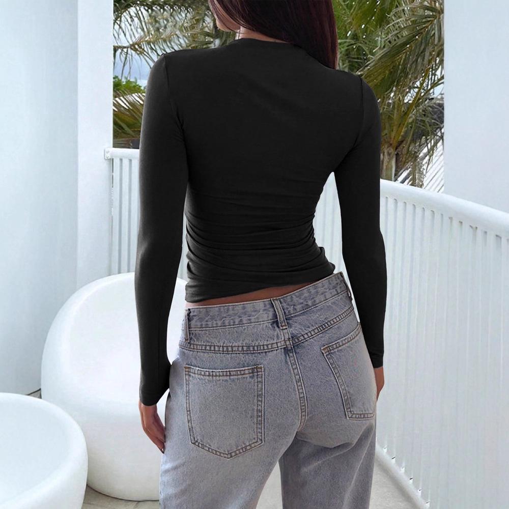 2025 Spring/Summer Women's Y2K Square Neck Long Sleeve Casual Fashion Top