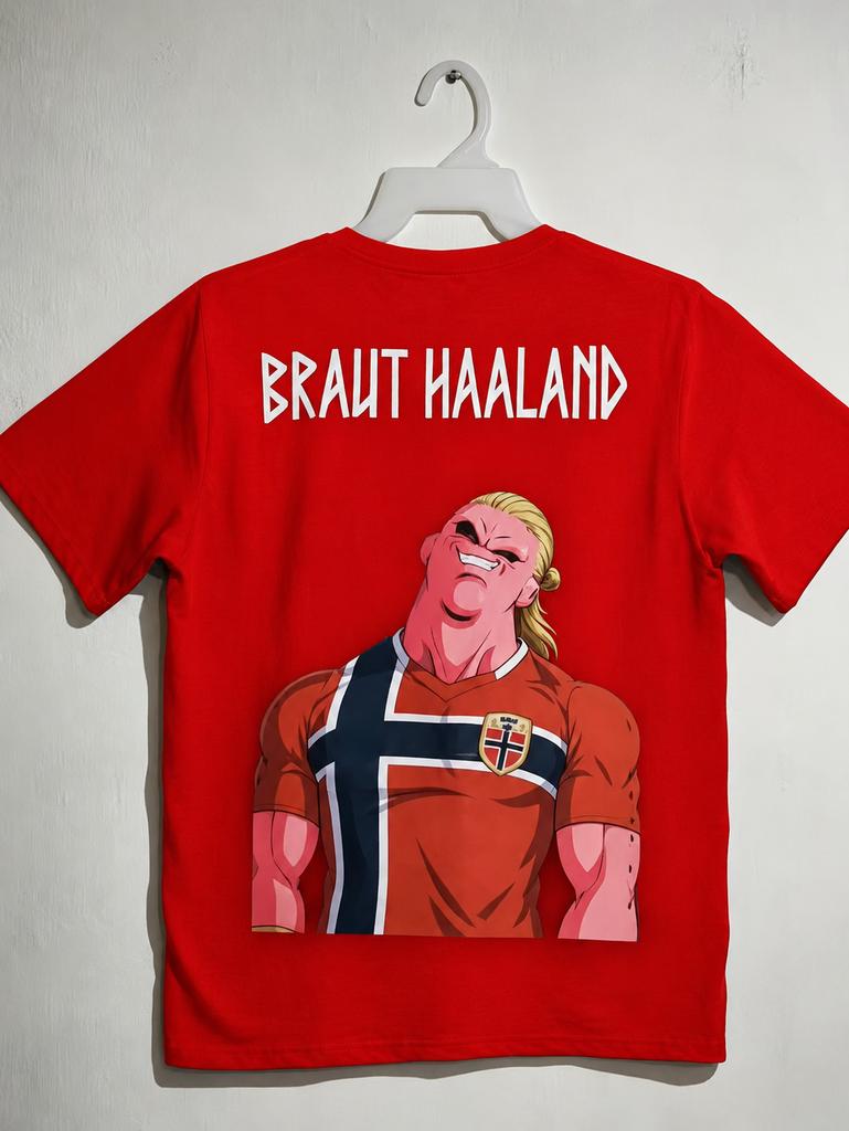 Erling Haaland Norway Funny Majin Buu Graphic T Shirt Unisex Football Soccer Cartoon Tee Unisexs and Unisexs Streetwear Tshirt