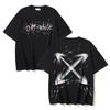 1207 Off-White 2025 Summer New Brush Arrow Ink Splashing Pattern Printed Short Sleeved T-shirt for Men and Women