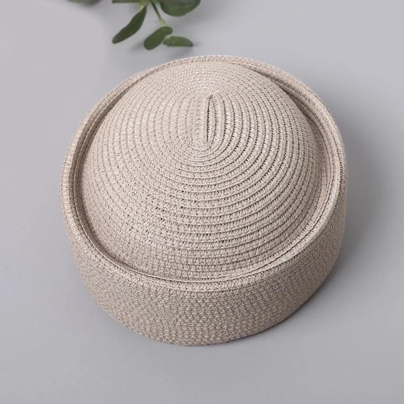 French Beret Hat Women Straw Cap Summer Circle Woven Sun Hat Church Derby Party Hostesses Pillbox Hat Millinery Fascinator Base
