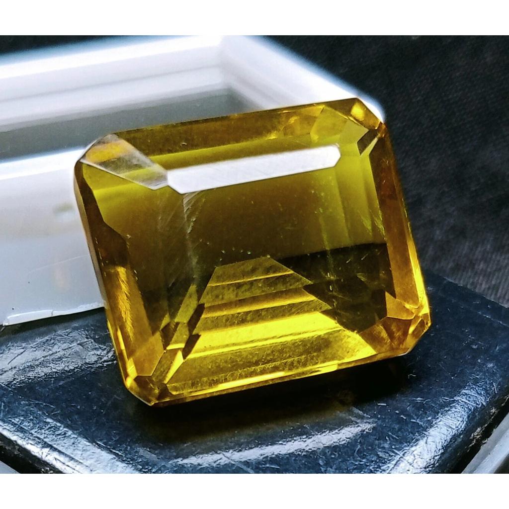 Natural Brazilian Yellow Topaz 22.65 Ct Emerald Cut Certified Fabulous Gemstone