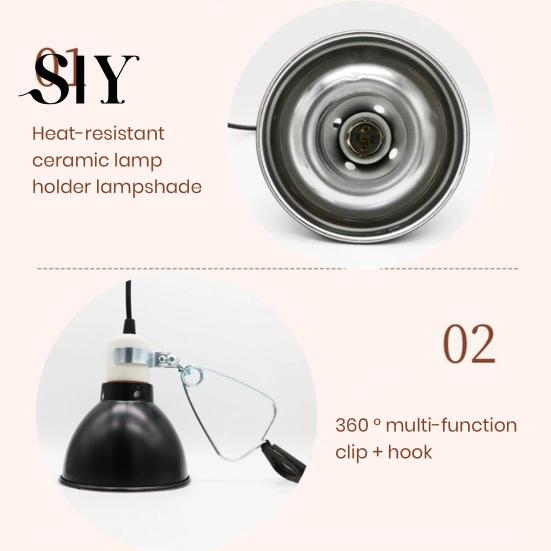 Reptile Lamp Fixture Heat Heat-Resistant Universal Easy Installation Dome Light Deep with Power Cable Cover