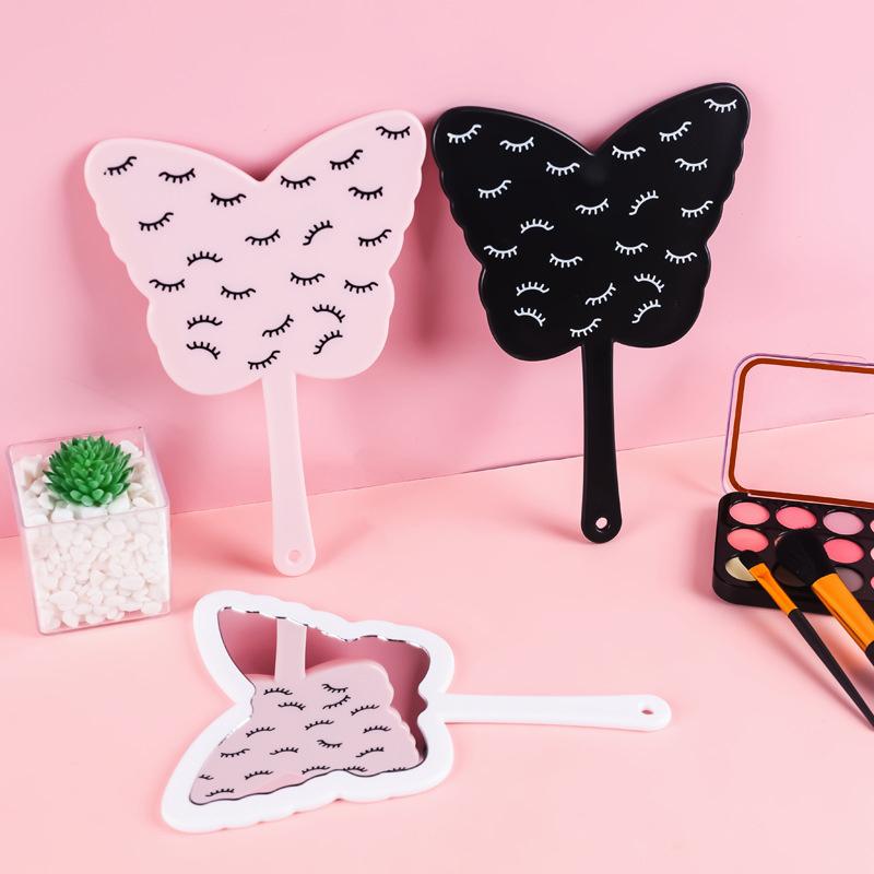 Eyelash Extension Handheld Makeup Mirror Butterfly Shaped Vanity Mirror With Plastic Handle Hand High Definition Mirror Beauty