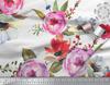 Soimoi Japan Crepe Satin Fabric Leaves,Poppy & Peony Flower Decor Fabric Printed Metre 42 Inch