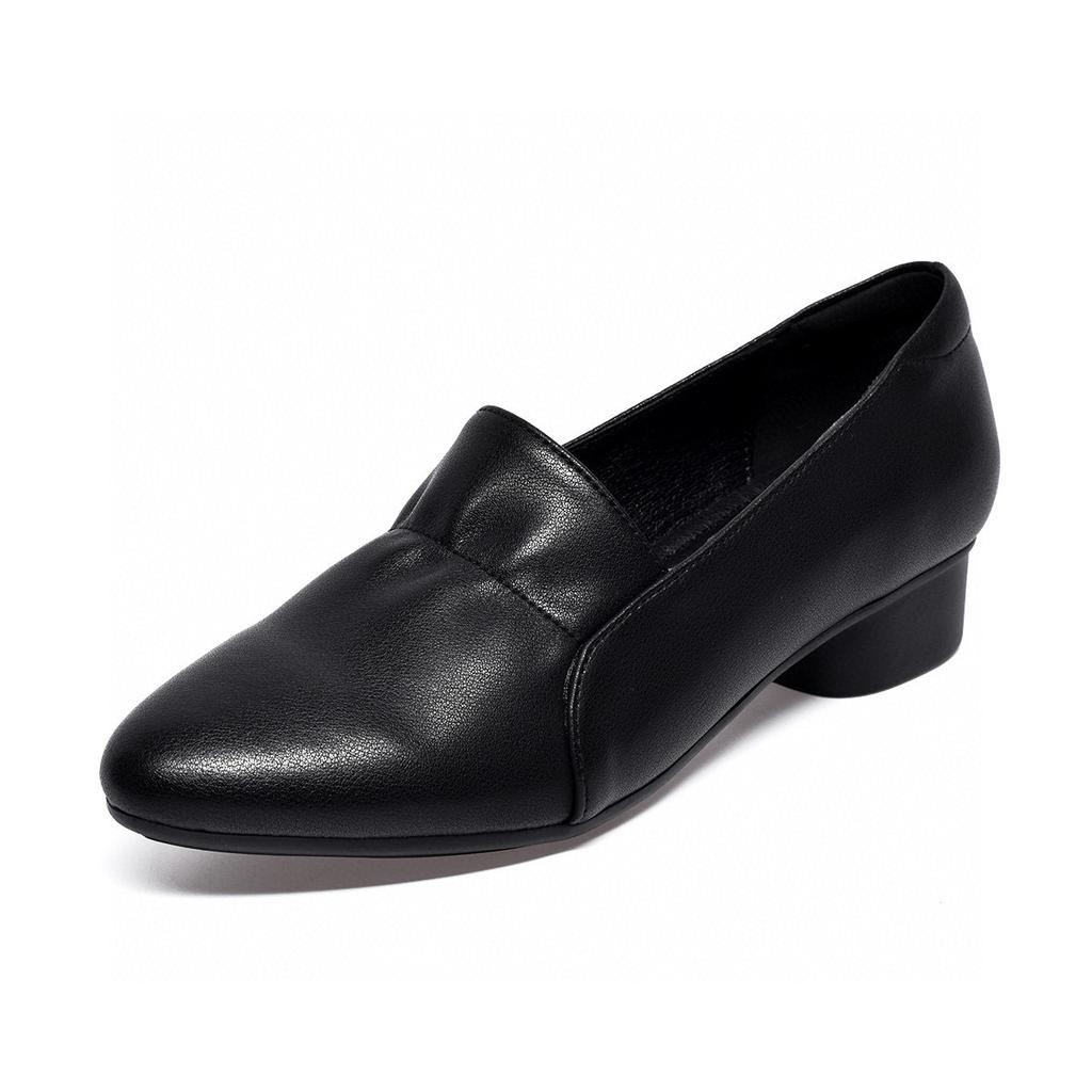 Pointed women's spring new shallow mouth ruffle edge low heel single shoes comfortable professional office work shoes