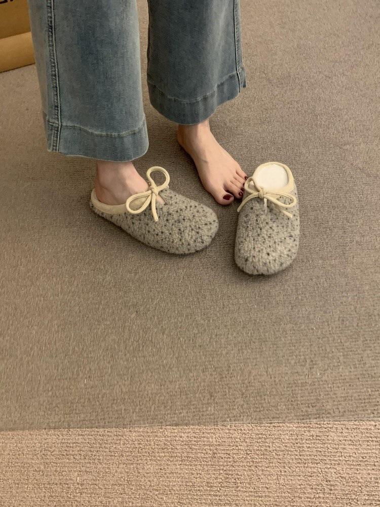 Thick-soled fluffy slippers wear Mori soft flat-soled one-pedal velvet cotton Birkenstocks