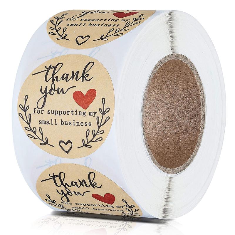 500 Kraft Paper Thank You Sealing Stickers for Handmade Dessert and Cake Gifts