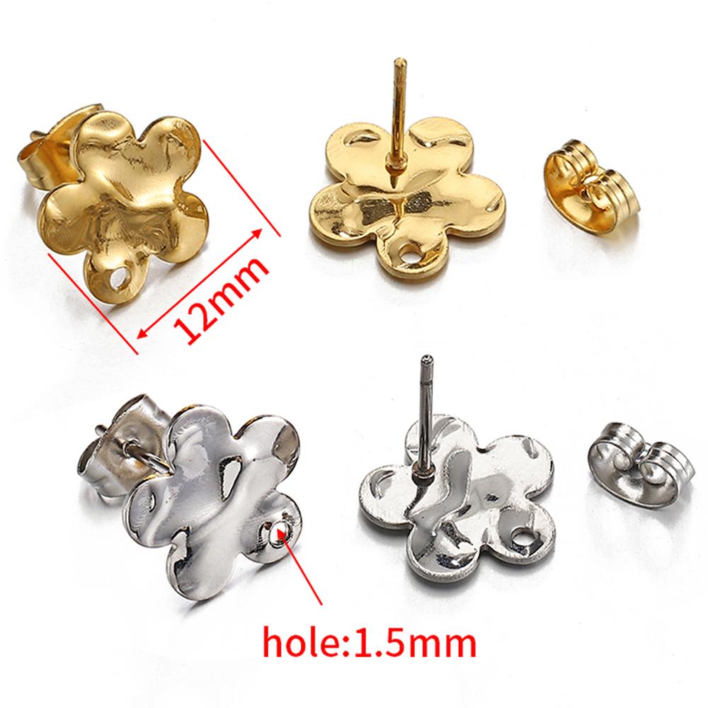 10pcs Stainless Steel Earrings Posts Ear Studs Star Flower Dangle Earrings Base for Earring Jewelry Making DIY Accessories