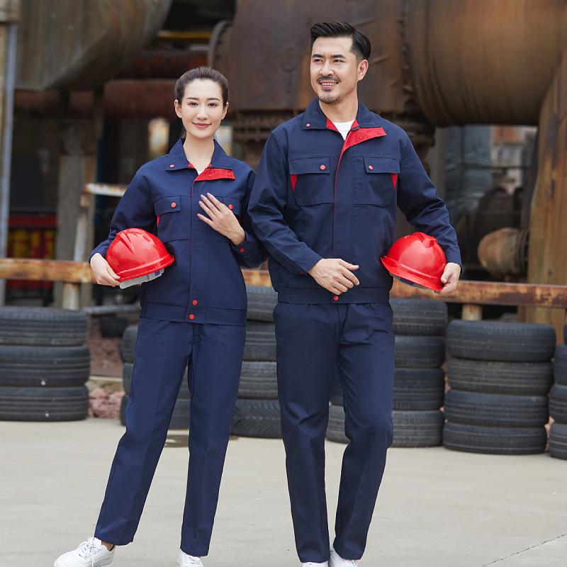 Men's Long Sleeve Workwear Set - Durable Spring/Autumn Top for Auto Repair, Welding, Construction, and Labor Protection.