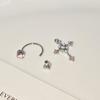 316L Titanium and Zirconia Ear Bone Stud: Cross Horseshoe Ring with Bling Ice and Translucent Grape Design
