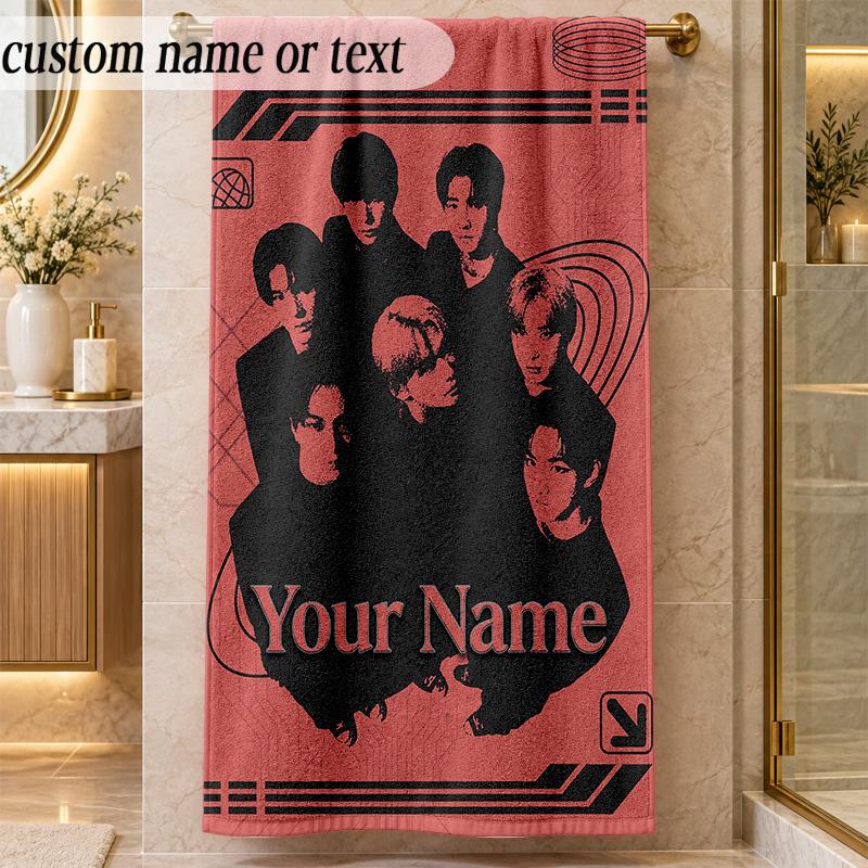 Beach TowelENHYPEN Custom Name Text Personalized Soft Towel for Beach Pool Indoor Home Decor Gift