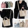 Women's canvas tote bag with multiple pockets, stylish shoulder handbag with compartments