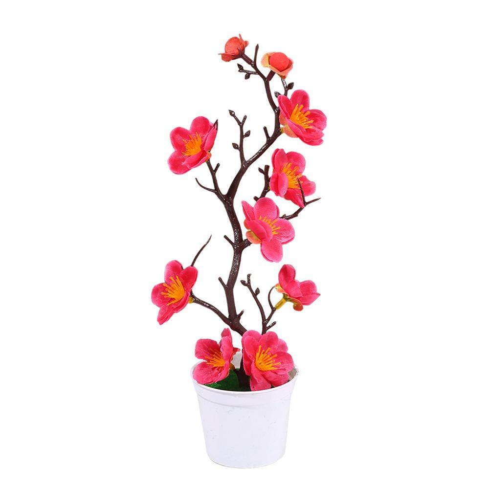 

Пластикова імітація квітки в горщику Багатокольорова штучна квітка в горщику Домашній офісний декор рожевий червоний колір