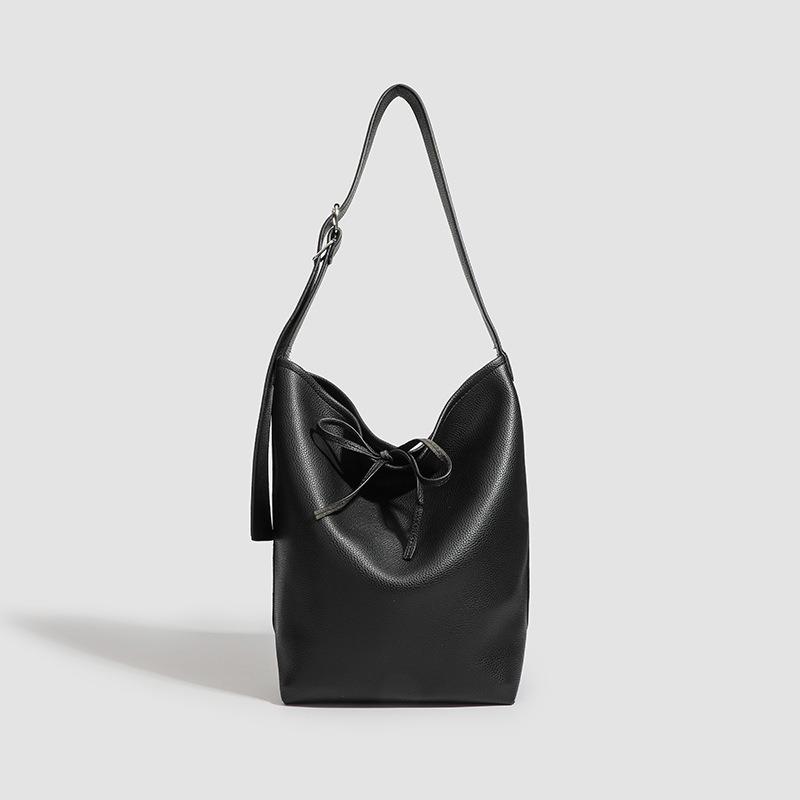 2025 New Vintage Bucket Bag for Women, Large Capacity Soft Leather Tote Bag, Single Shoulder Crossbody Commuter Mother-Daughter Bag