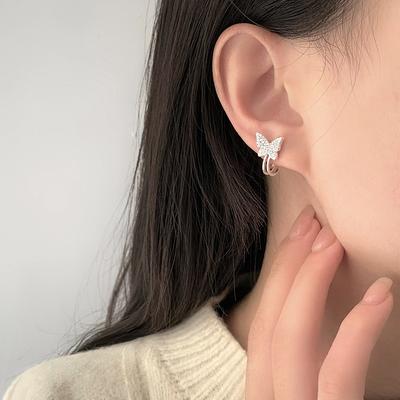 Light Luxury Full Diamond Butterfly Earrings for Women with Exquisite Niche Design and High-end Earrings