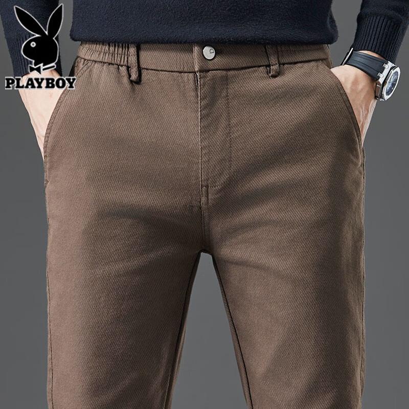 PLAYBOY Men's Elastic Straight Casual Pants