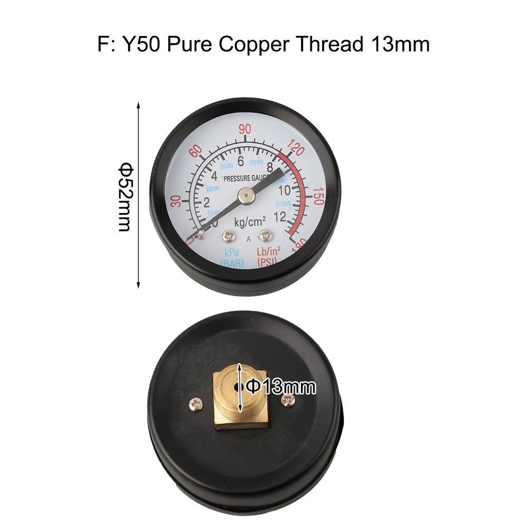 1pc Pressure Gauge For Air Compressor Power Tools Replacement Accessories Y40 Y50 0-180PSI Water Liquids Meter Pressure Gauge