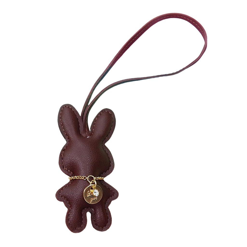 Fashionable Rabbit Shaped Keyring Artificial Leather Bunnys Bag Pendant Keychain Handbag Accessory for Animal Lovers