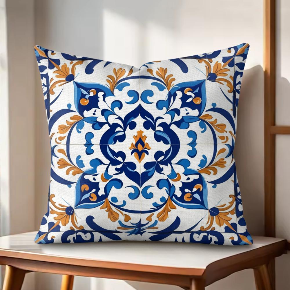 Resortstyle Patterns Cushion Cover Natural Linen Organic Fabric DoubleSided Printing Couch Pillow Covers Home Decor