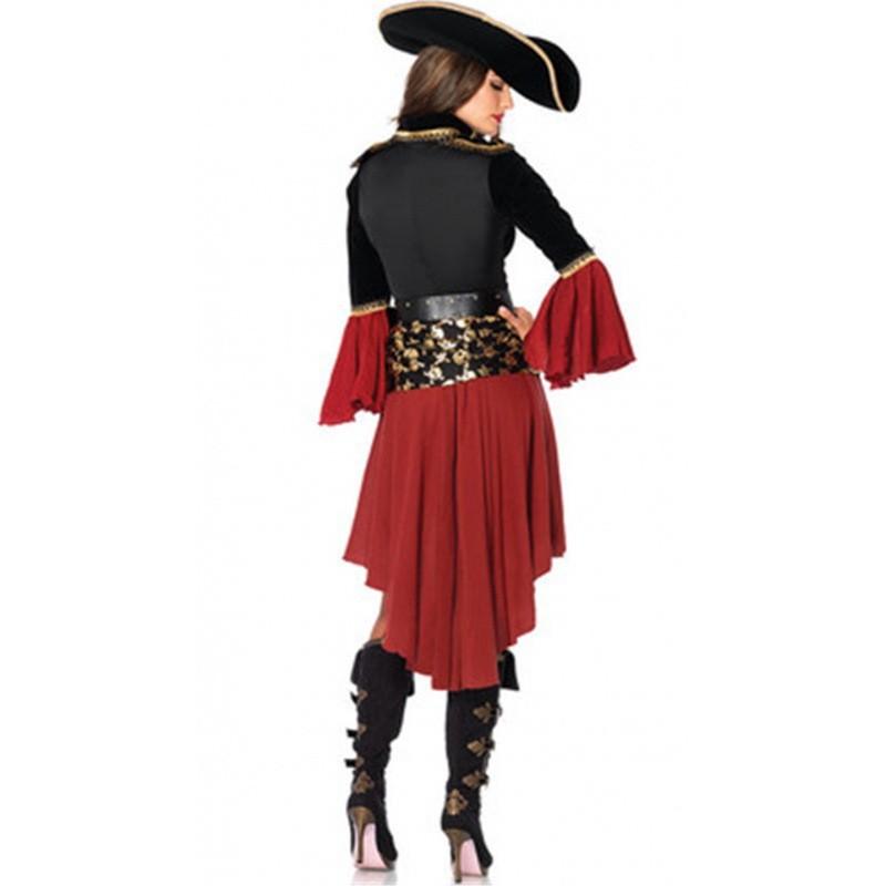 Caribbean Adult Unique Pirate Costume With Skirt Hat And Belt Perfect For Halloween And Activities Cosplay
